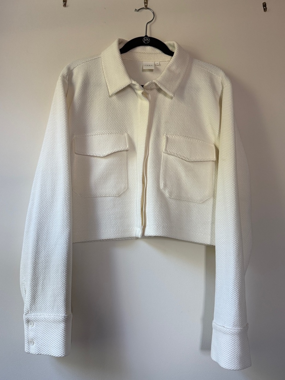 Cropped Cream Shirt-Style Blazer